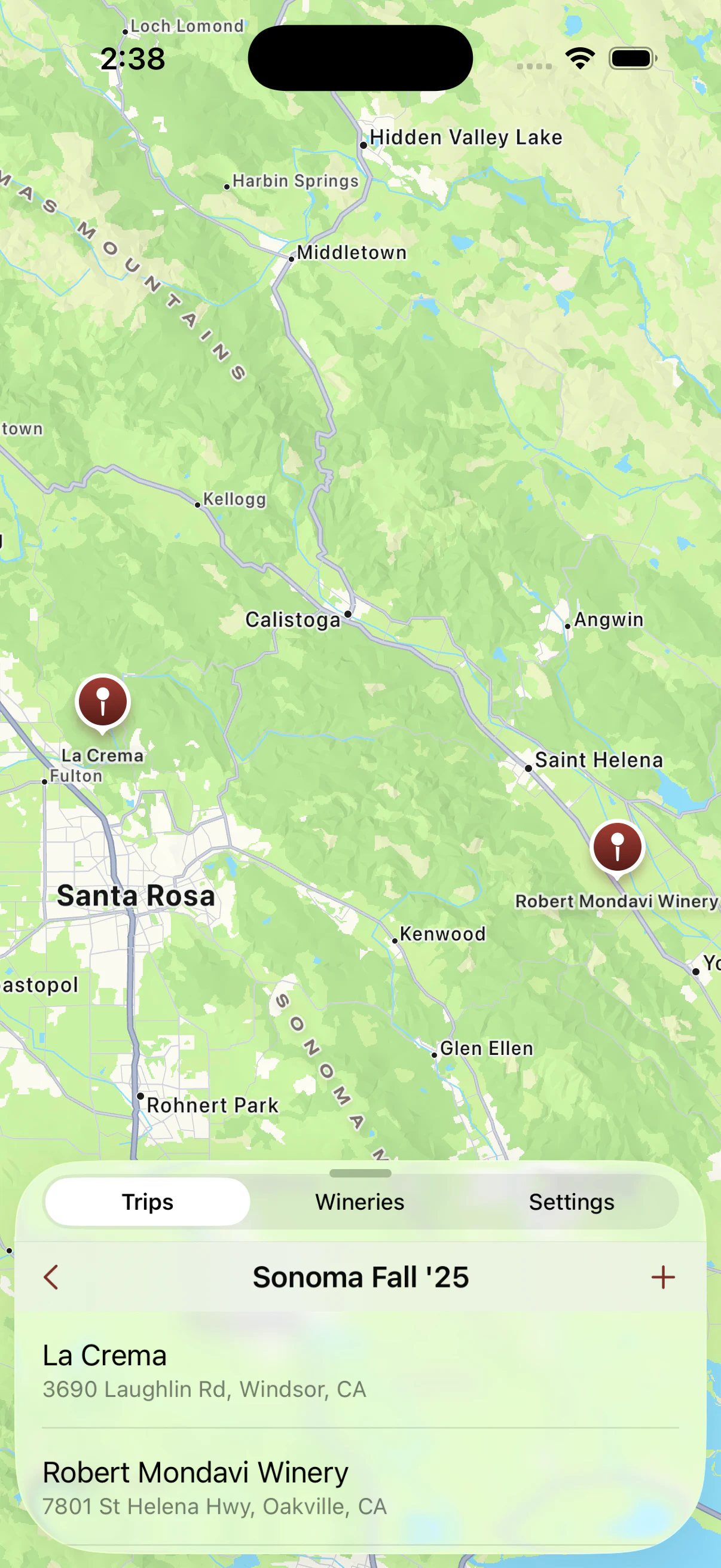 vine trails: map and trip